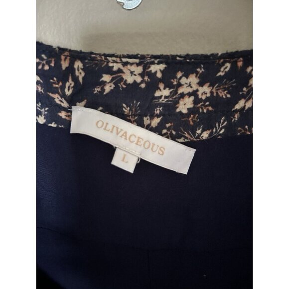 Navy Floral Tiered Ruffle Flower Flutter Sleeve Wedding Guest Short Dress Large - Picture 2 of 7